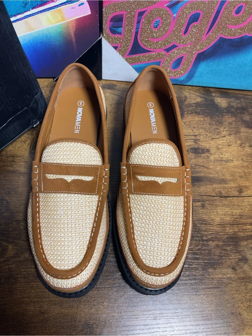 Fashion Nova Men’s Woven Faux Suede Contrast Stitch Penny Loafer size 9